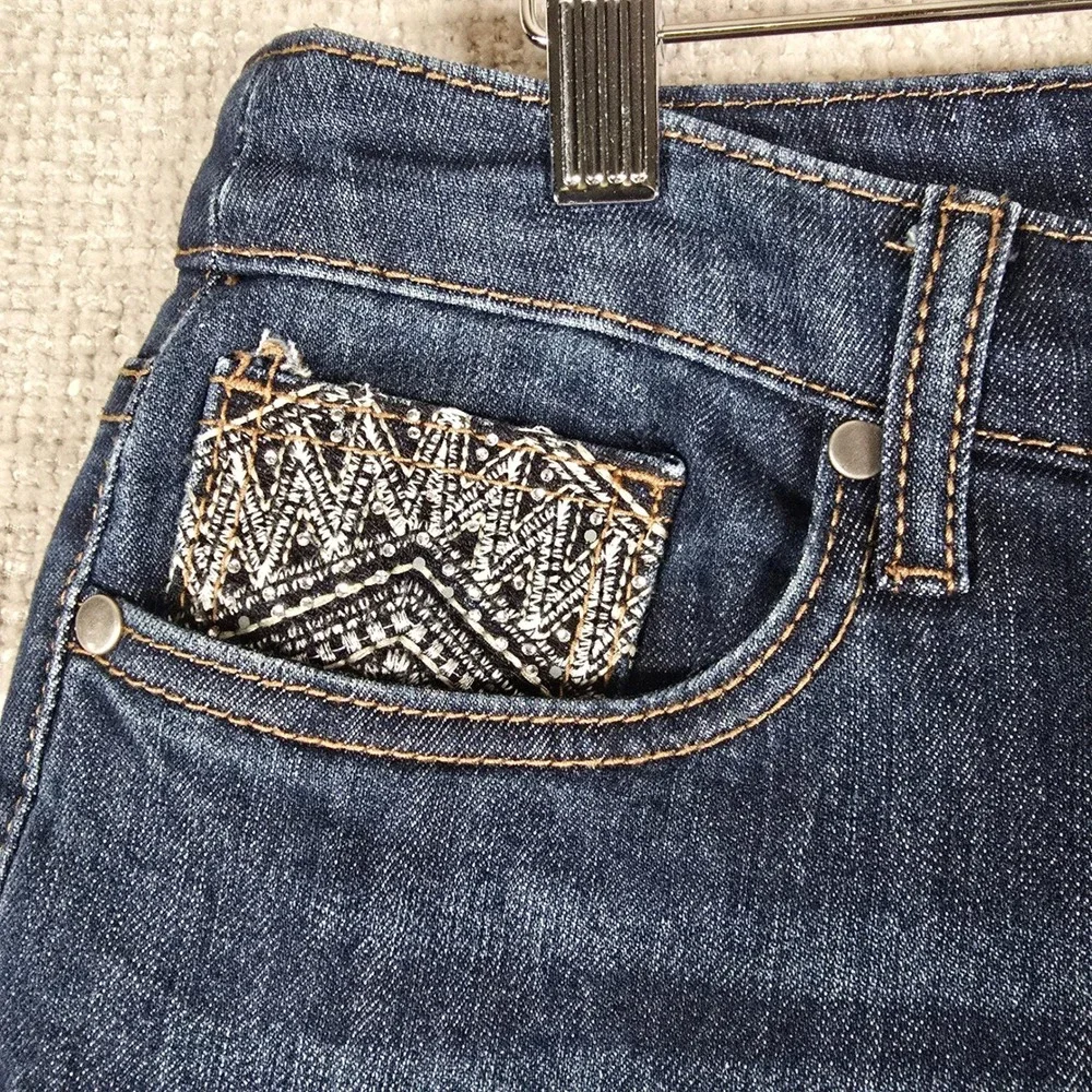 Christopher & Banks Womens Size 10 Dark Wash Embroidered Straight Leg‎ Jeans